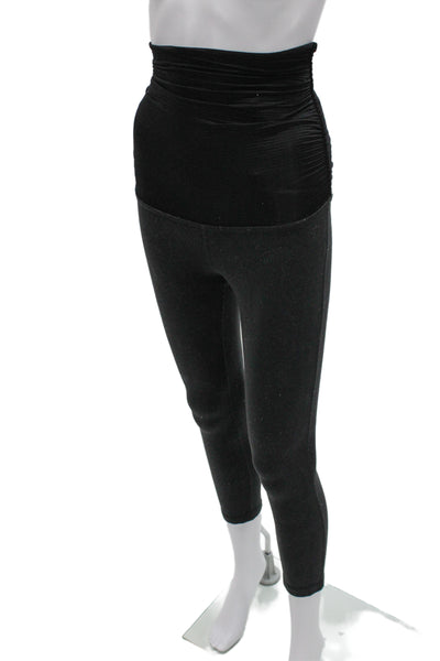 Beyond the Bump Womens Capri Leggings Gray Nylon Blend Maternity Yoga Size S