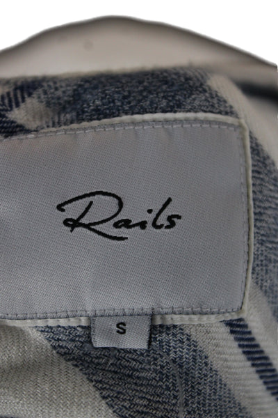 Rails Womens Plaid Collared Rayon Button Up Long Sleeve White Size S
