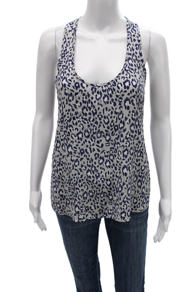 Joie Women Tank Multicolor Silk Animal Print Scoop Neck Size XS