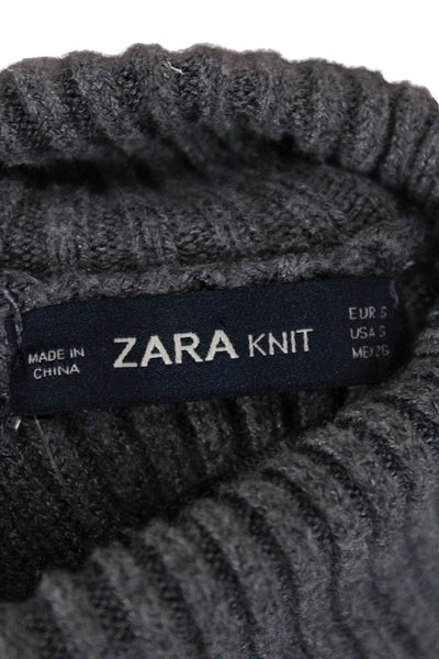 Zara Women Gray Turtleneck Pullover Long Sleeve Classic Size S