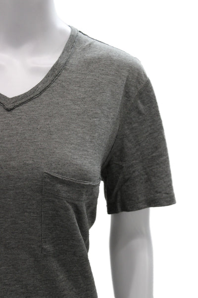 7 For All Mankind Womens Gray V-Neck Tee Short Sleeve Size S