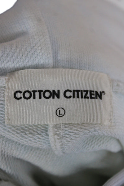 Cotton Citizen Womens Blue Pullover Hoodie Crew Neck Distressed Cotton Size L