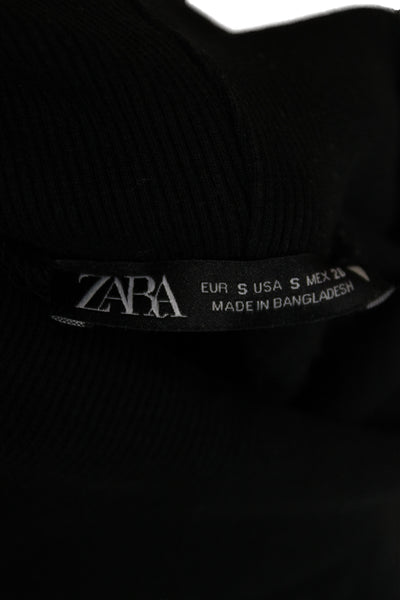 Zara Womens Black Cotton Turtleneck Pullover Long Sleeve Size S
