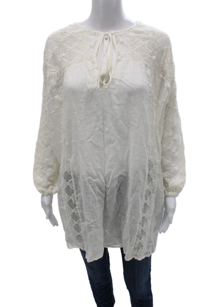 Zara Basic Collection Womens Tunic White Cotton Long Sleeve Size M