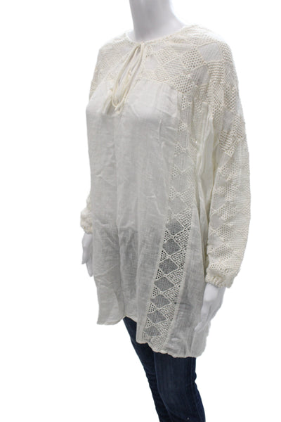Zara Basic Collection Womens Tunic White Cotton Long Sleeve Size M