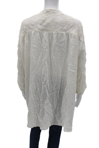 Zara Basic Collection Womens Tunic White Cotton Long Sleeve Size M