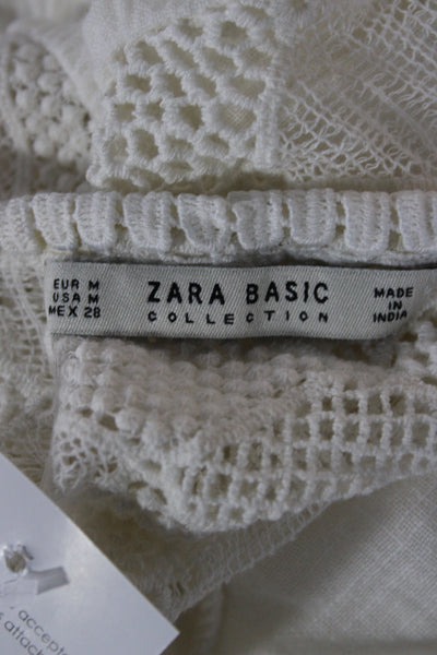 Zara Basic Collection Womens Tunic White Cotton Long Sleeve Size M