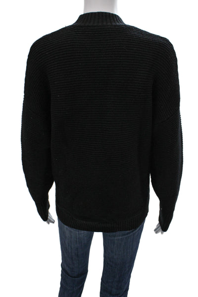 Zara Knit Women High Neck Viscose Pullover Sweater Black Long Sleeve Size S