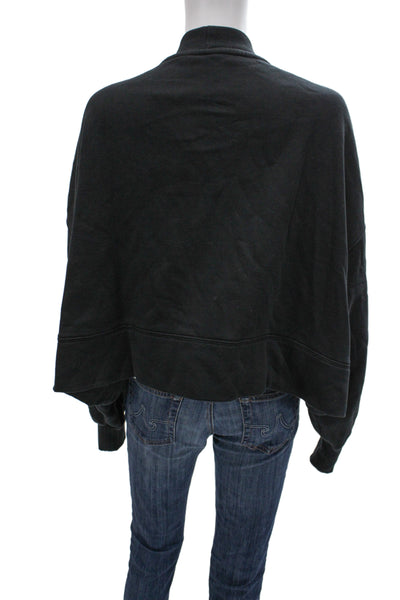Nike Women Cardigan Black V Neck Button Cotton Long Sleeve Size M