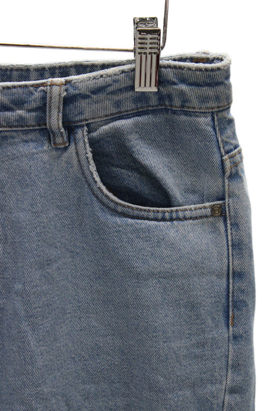 Zara Trafaluc Womens Mom Jeans Blue Mid Rise 100% Cotton Button 28in Size 26