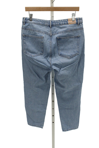 Zara Trafaluc Womens Mom Jeans Blue Mid Rise 100% Cotton Button 28in Size 26