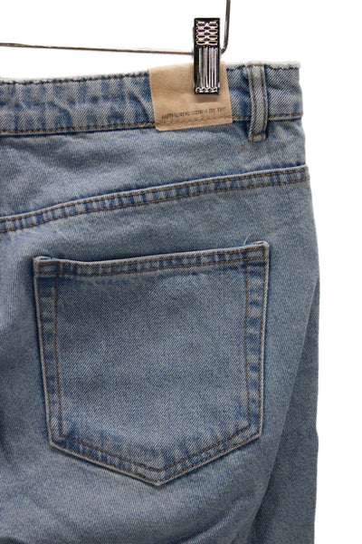 Zara Trafaluc Womens Mom Jeans Blue Mid Rise 100% Cotton Button 28in Size 26