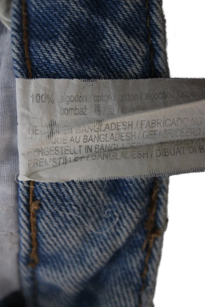 Zara Trafaluc Womens Mom Jeans Blue Mid Rise 100% Cotton Button 28in Size 26