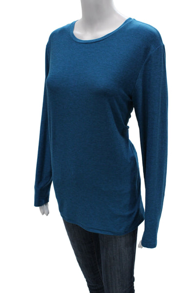Beyond Yoga Womens Basic Blue Long Sleeve Crew Neck Tee Polyester Blend Size M