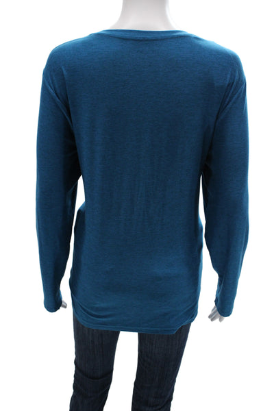 Beyond Yoga Womens Basic Blue Long Sleeve Crew Neck Tee Polyester Blend Size M