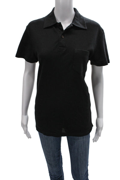 Sunspel Mens Black Cotton Polo Short Sleeve Size M