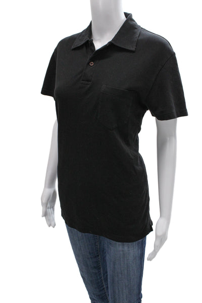 Sunspel Mens Black Cotton Polo Short Sleeve Size M