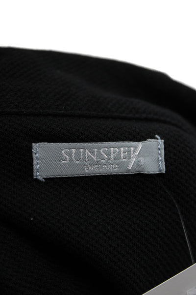 Sunspel Mens Black Cotton Polo Short Sleeve Size M