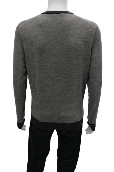 Ermenegildo Zegna Mens V-Neck Pullover Sweater Gray 90% Virgin Wool Size M