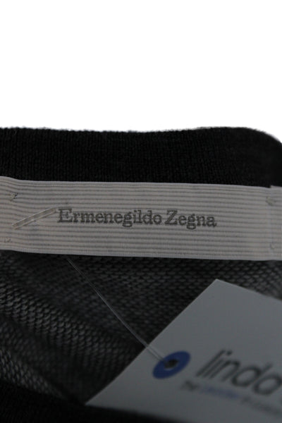 Ermenegildo Zegna Mens V-Neck Pullover Sweater Gray 90% Virgin Wool Size M