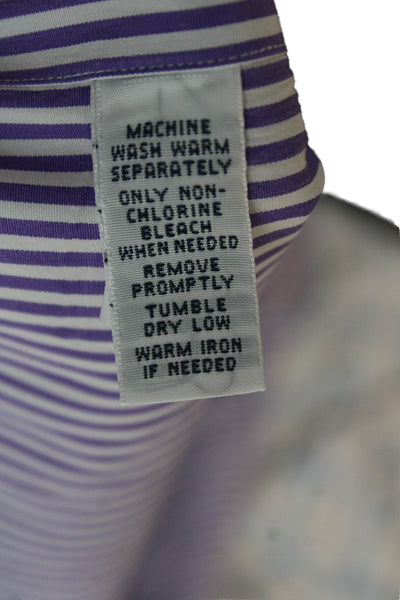 Polo Ralph Lauren Mens Purple Striped Cotton Button-Up Shirt Size M