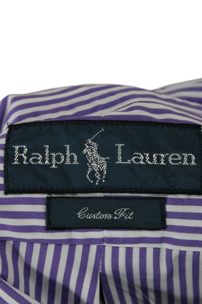 Polo Ralph Lauren Mens Purple Striped Cotton Button-Up Shirt Size M