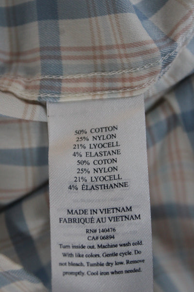 Faherty Brand Mens Cotton Plaid Long Sleeve Button Down Shirt Blue Combo Sz M