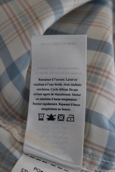 Faherty Brand Mens Cotton Plaid Long Sleeve Button Down Shirt Blue Combo Sz M