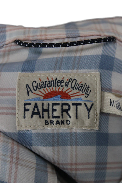Faherty Brand Mens Cotton Plaid Long Sleeve Button Down Shirt Blue Combo Sz M