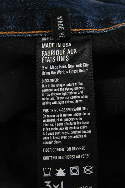 3x1 NYC Mens Straight Jeans Blue Cotton High Rise Size 32