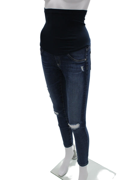 AG Adriano Goldschmied Womens Skinny Distressed Maternity Jeans Blue Size 26