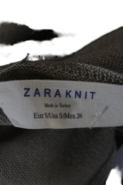 Zara Knit Women Beige Faux Leather V-Neck Sleeveless Basic Tank Size S