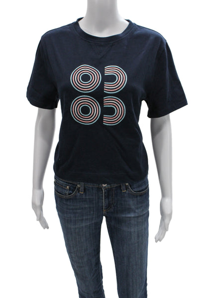 Sweaty Betty Womens Basic Geometric Blue Cotton T-Shirt Size XS