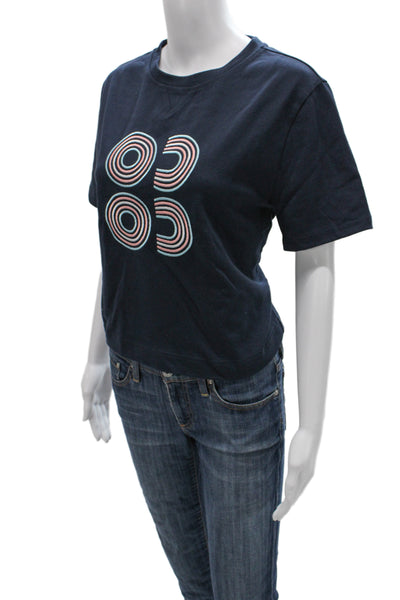 Sweaty Betty Womens Basic Geometric Blue Cotton T-Shirt Size XS