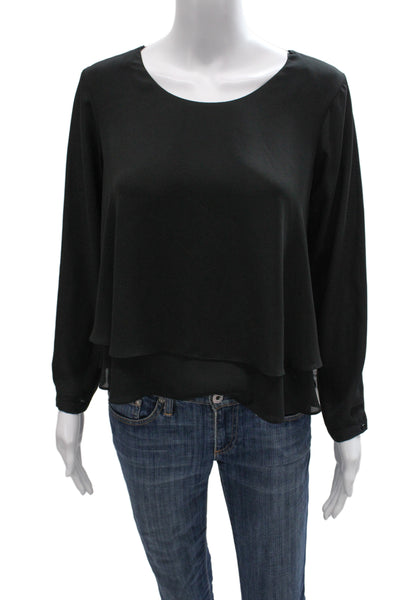 Zara Basic Womens Black Long Sleeve Round Neck Polyester Blouse Size M