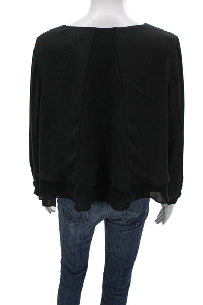 Zara Basic Womens Black Long Sleeve Round Neck Polyester Blouse Size M