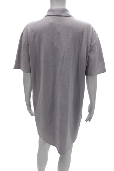 Zara Women Purple Collared T-Shirt Dress Short Sleeve Cotton Blend Mini Size S