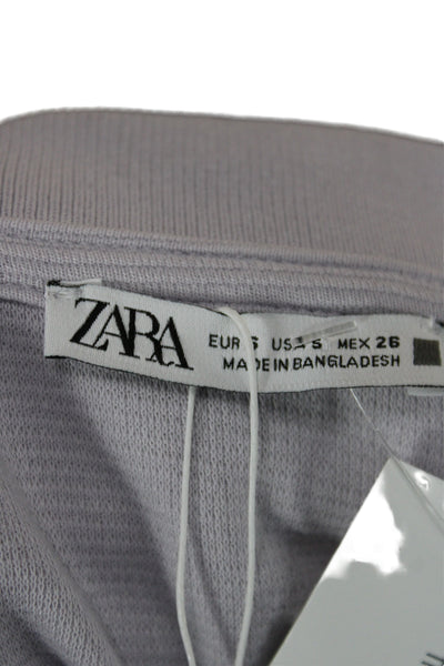 Zara Women Purple Collared T-Shirt Dress Short Sleeve Cotton Blend Mini Size S