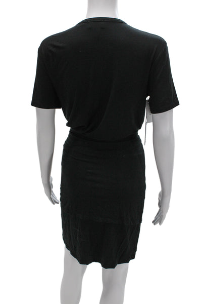 Wilfred Free Womens Black T-Shirt Dress Short Sleeve Round Neck Size S