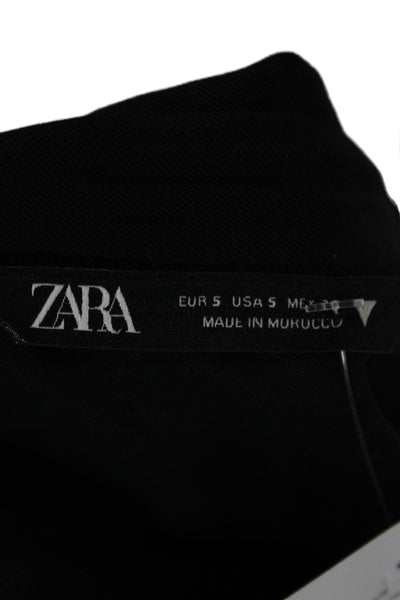 Zara Women Shirt Dress Black Collared Long Sleeve Above Knee Size S