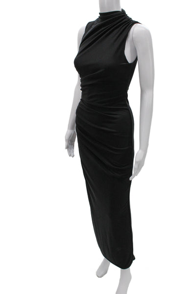 Zara Women Bodycon Midi Dress Black High Neck Sleeveless Polyester Size XS