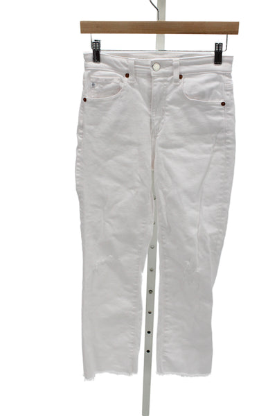 AG Adriano Goldschmied Women Cropped High Rise White Jeans Button Size 24