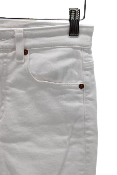 AG Adriano Goldschmied Women Cropped High Rise White Jeans Button Size 24