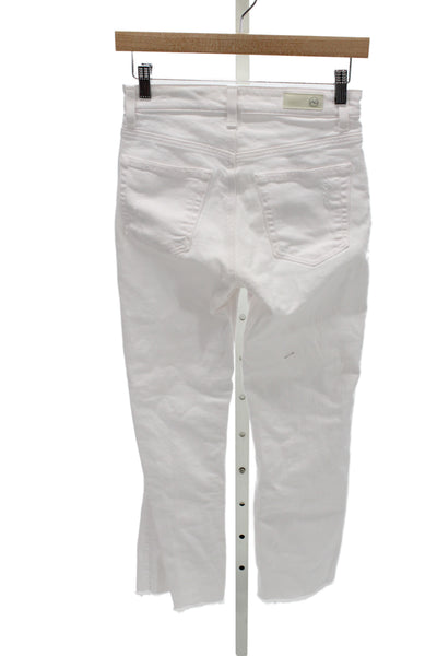 AG Adriano Goldschmied Women Cropped High Rise White Jeans Button Size 24