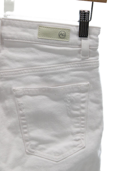 AG Adriano Goldschmied Women Cropped High Rise White Jeans Button Size 24