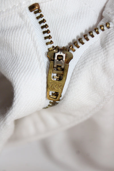 AG Adriano Goldschmied Women Cropped High Rise White Jeans Button Size 24