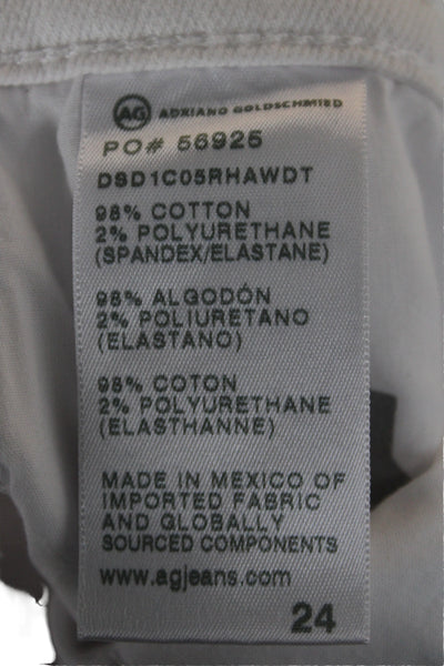 AG Adriano Goldschmied Women Cropped High Rise White Jeans Button Size 24