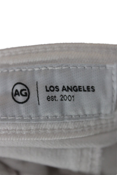 AG Adriano Goldschmied Women Cropped High Rise White Jeans Button Size 24