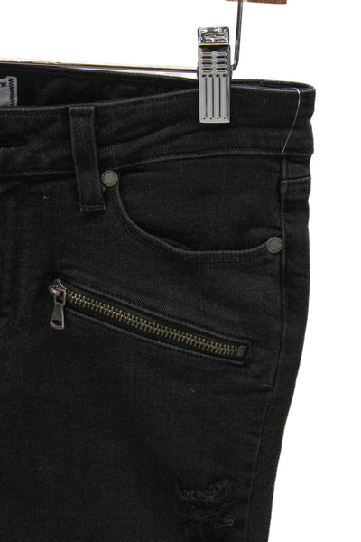 Paige Women Skinny Biker Jeans Black High Rise Cotton Blend Size 27