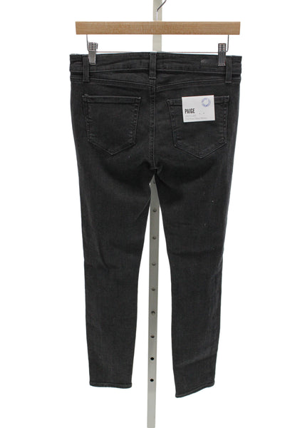 Paige Women Skinny Biker Jeans Black High Rise Cotton Blend Size 27